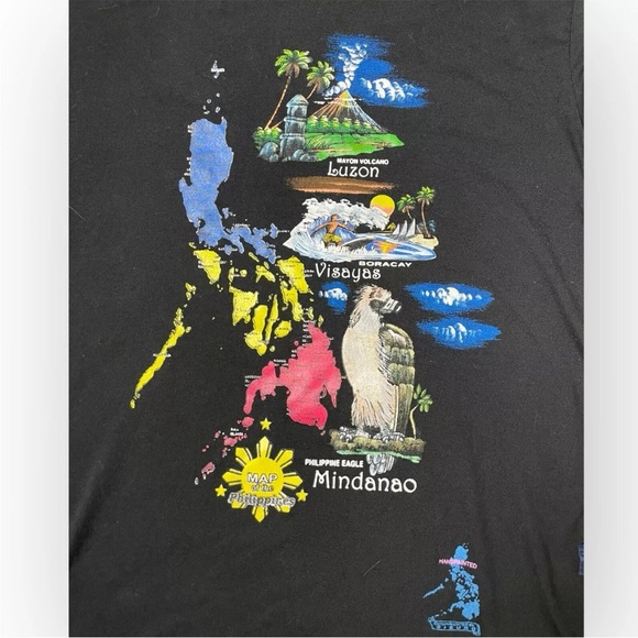 Dibuho Black T Shirt Men's Size S Small Shirt HandPainted Map of Philippines - Picture 3 of 9